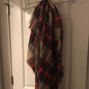 Plaid blanket scarf